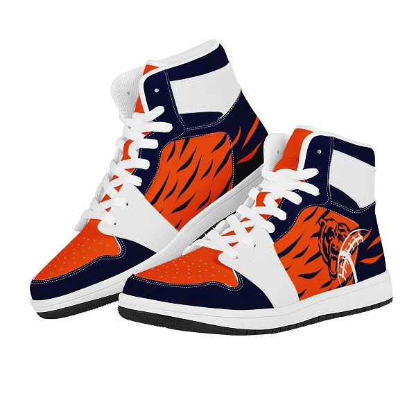 Men's Chicago Bears High Top Leather AJ1 Sneakers 001 Men's Chicago Bears High Top Leather AJ1 Sneakers 001